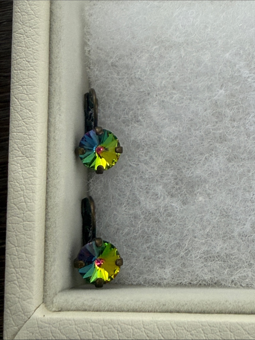 Sabika Rainbow Crystal Stud Earrings — Green Blue Yellow Pink